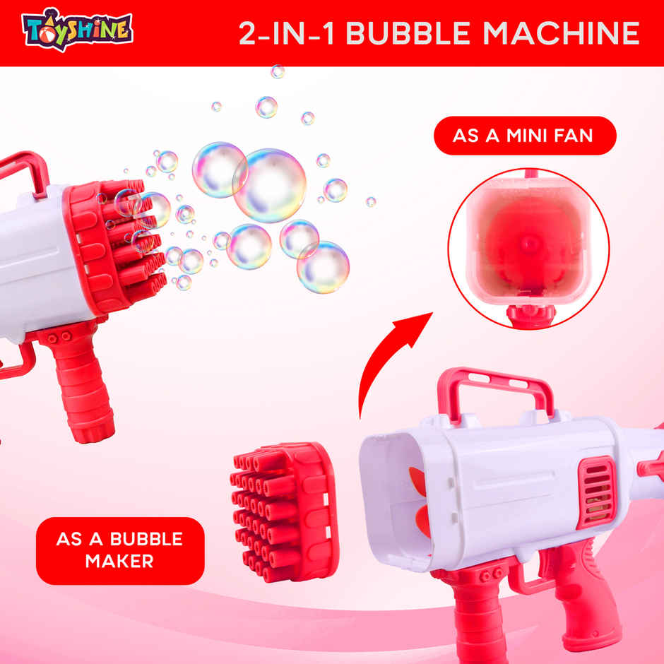 Toyshine Rocket Boom 32 Hole Bubble Blaster for Kids | High Volume Bubble Gun with Solution- Purple