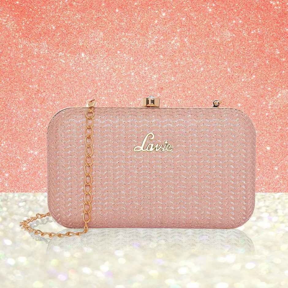 Lavie Women's Sparkle Framed Clutch | Small | Rose Pink (8.5 X 3.6 X 11.5 Cm)