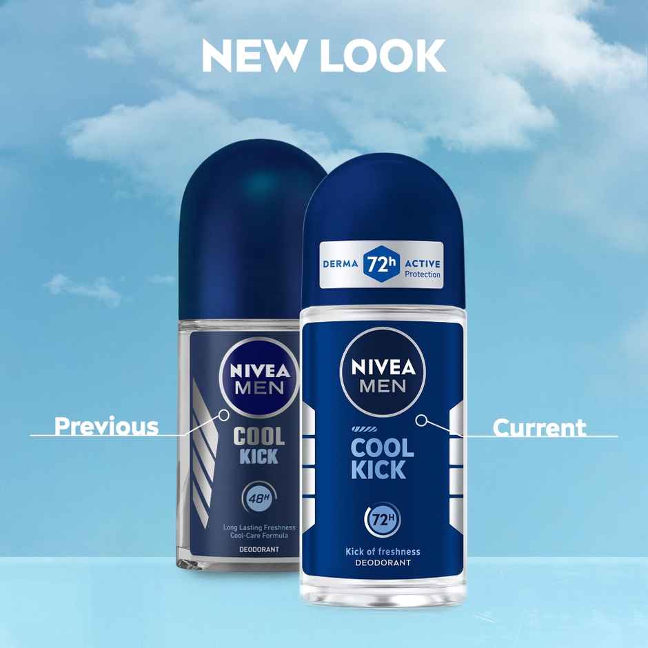 Nivea Men Cool Kick With Refreshing Icy  Menthol Shower Gel For Body Face & Hair (250ml) & Nivea Men'S Deodorant Roll On For Men (50ml) Combo