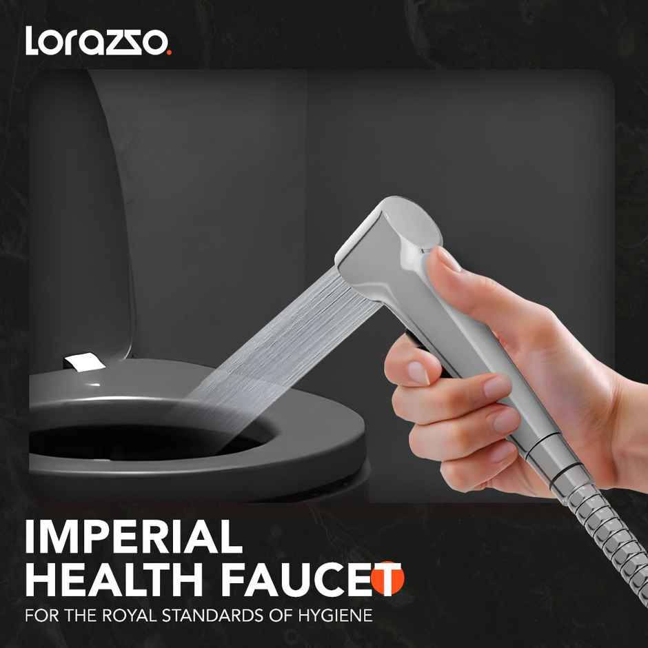 Lorazzo Imperial Health Faucet Jet Spray Set with 1-meter Hose Pipe | SS 304 and Wall Hook