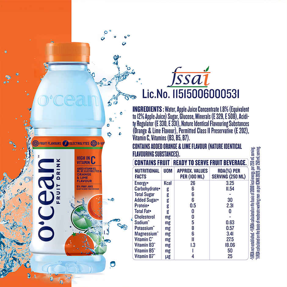 O'cean Beverages Orange and Lime Flavoured Water Combo