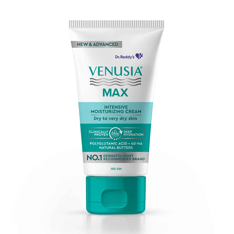 Venusia Max Intensive Moisturizing Cream with 4D Hyaluronic+Polyglutamic Acid | Dry to Very Dry Skin