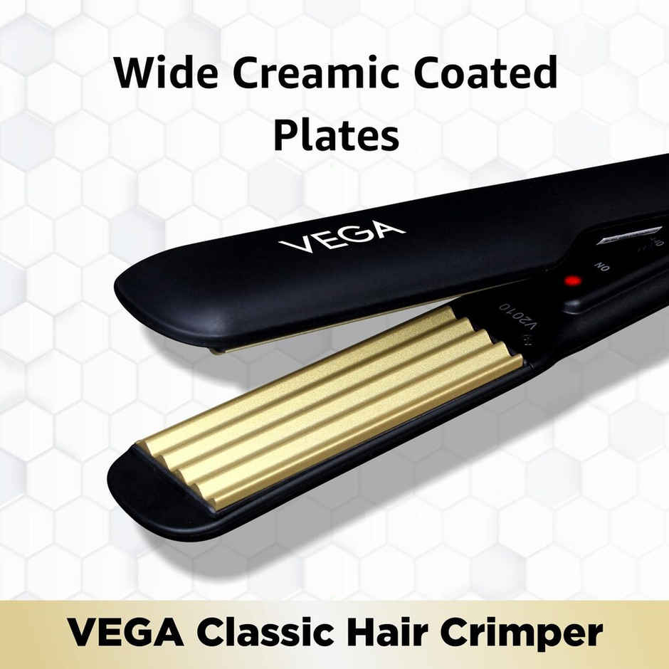 VEGA Classic Hair Crimper With Quick Heat Up & Ceramic Coated Plates, Black, (Vhcr-01)