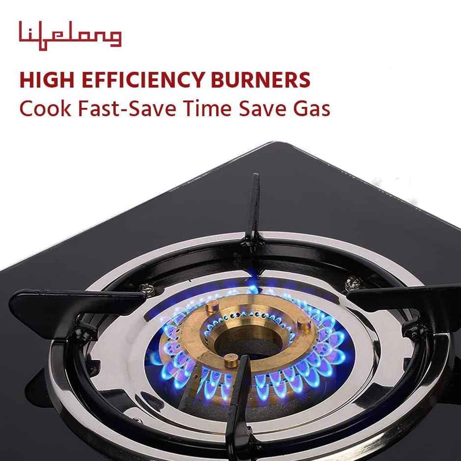 Lifelong 2 Burner Gas Stove Top -Automatic Ignition for Modular Kitchen| Compatible with LPG