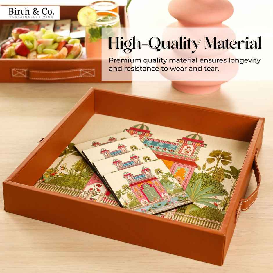 Birch & Co. Serving Tray - Mughal With Four Free Matching Coasters