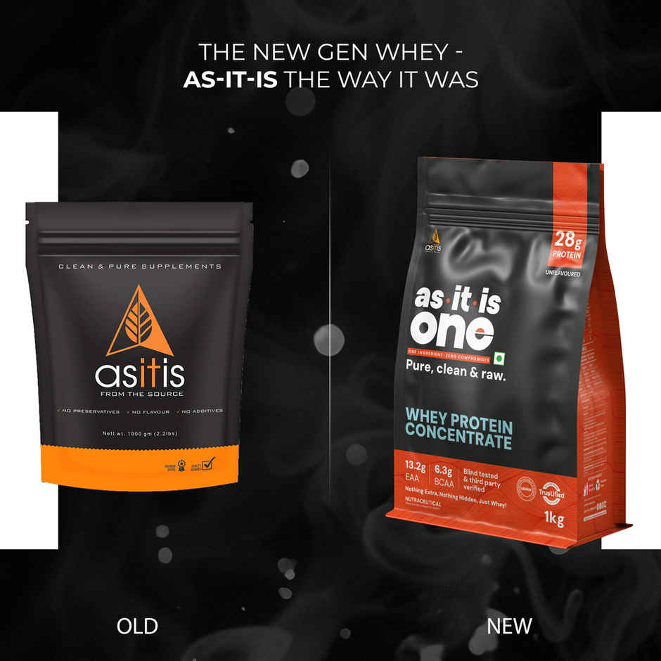 As-It-Is Nutritionconcentrate 80% - Whey Protein (1kg) & As-It-Is Atom Whey Protein With Digestive Enzymes - Double Rich Chocolate (500g) Combo