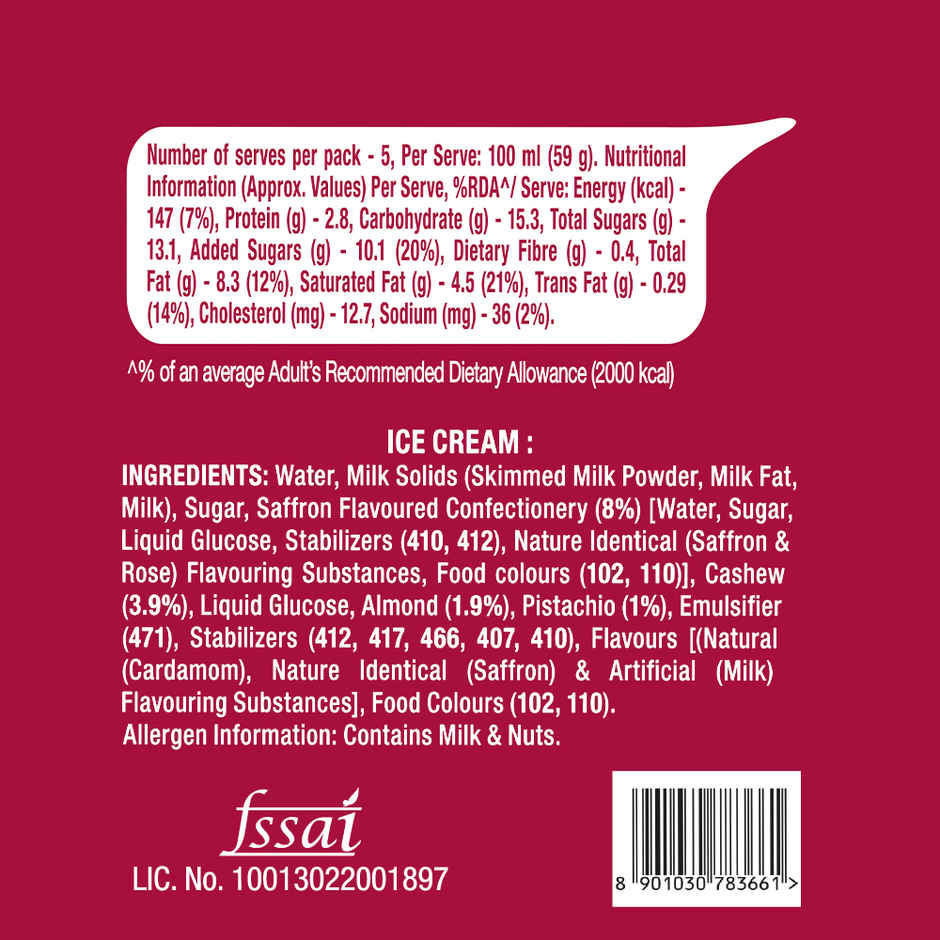 Kwality Wall's Kesar Bhog Ice cream Tub