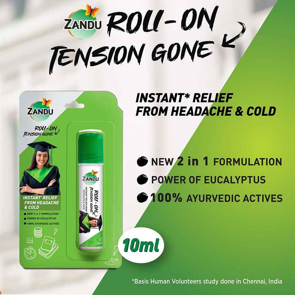 Zandu Roll-On Tension Gone, Instant Relief from Headache & Cold