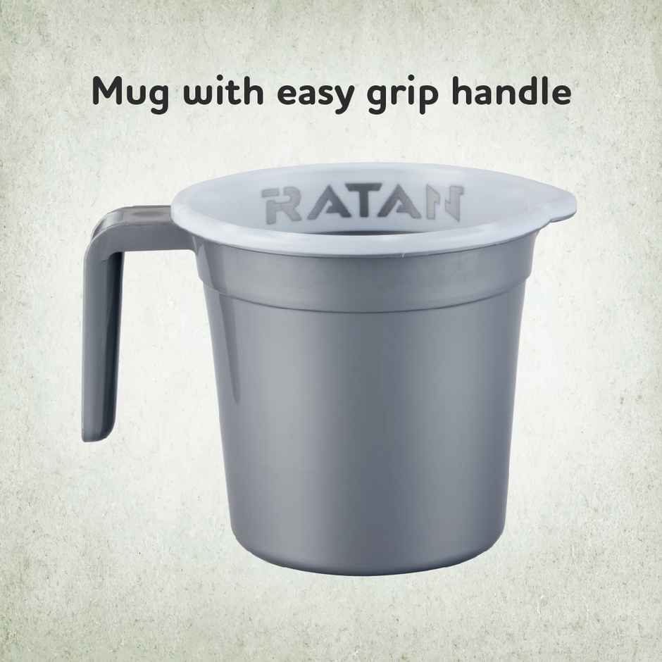 Ratan Plasticware Gloria Bath Mug | 1.5 L | Nir Silver | Pack Of 1