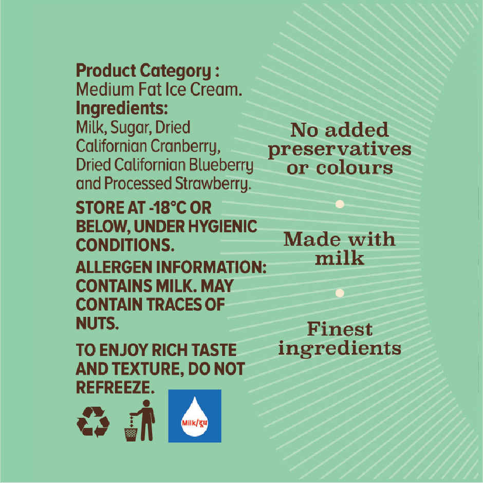 NIC Mixed Berries Ice Cream Tub | Preservative Free | No Artificial Flavors