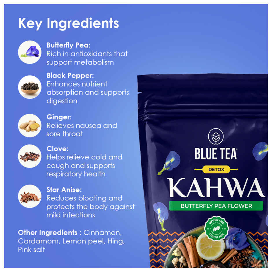 Blue Tea Butterfly Pea Flower Kahwa Zipper
