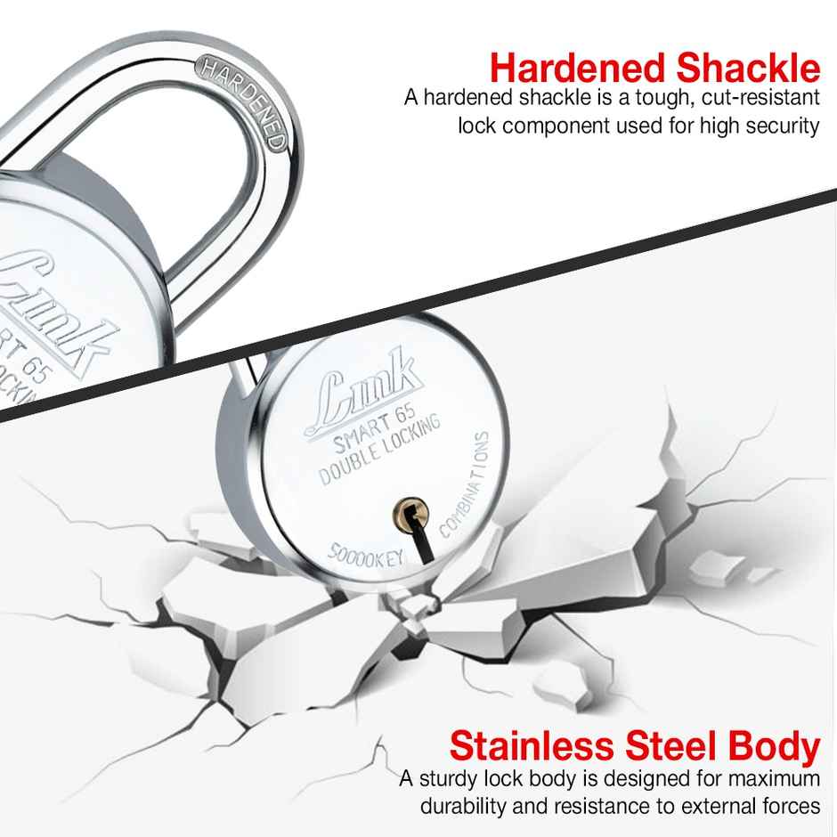 Link Stainless steel Smart 65 mm Padlock With | 4 Keys