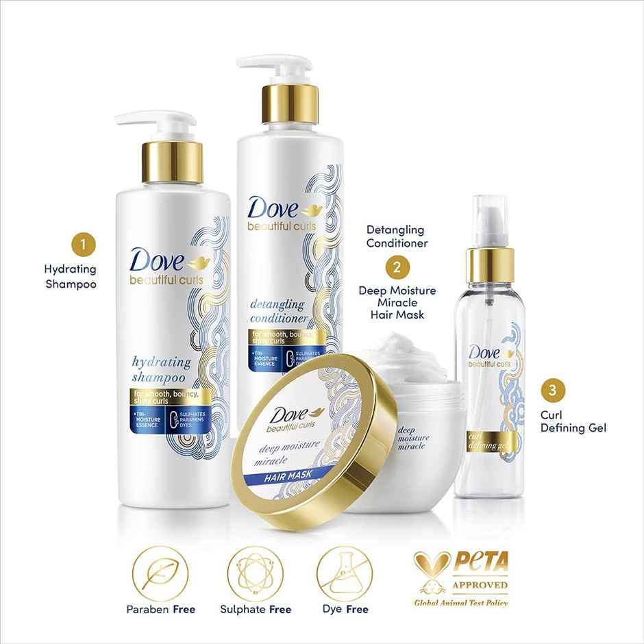 Dove Beautiful Curls Sulphate Free Hydrating Shampoo No Parabens & Dyes Made For Curly Hair