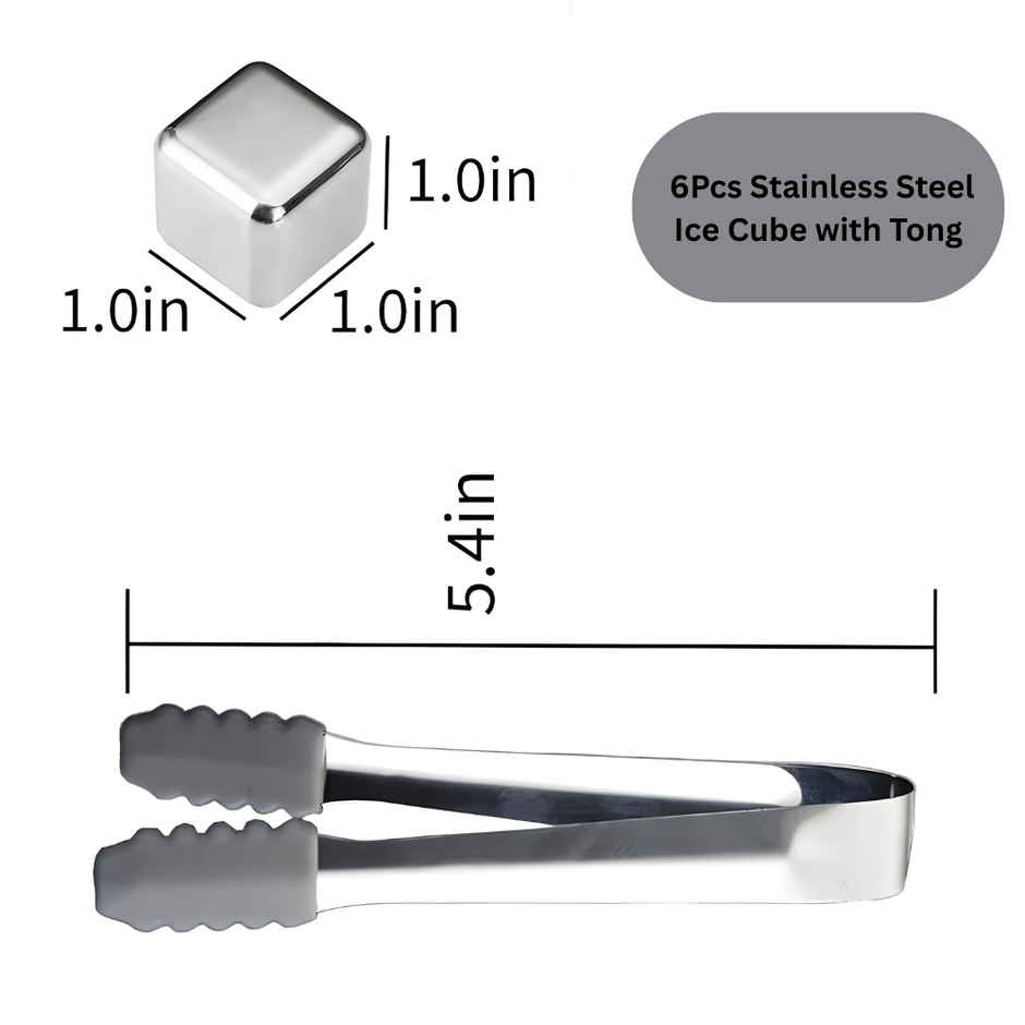 SE7EN Stainless Steel Reusable Ice Cubes with Tongs