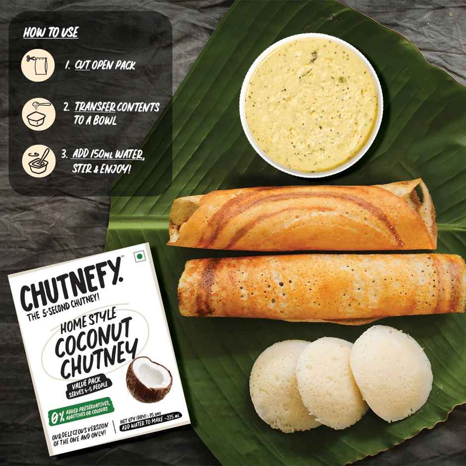Chutnefy Coconut Chutney - Value Pack | Serves 4-5 People| - 0% Additives-Colours-Preservatives