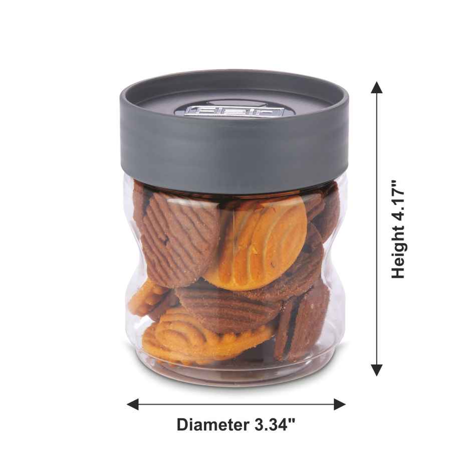 Flair Plastic Stackup Pet Jar Set Of 3 Pcs 500 ml (Gray), Transparent