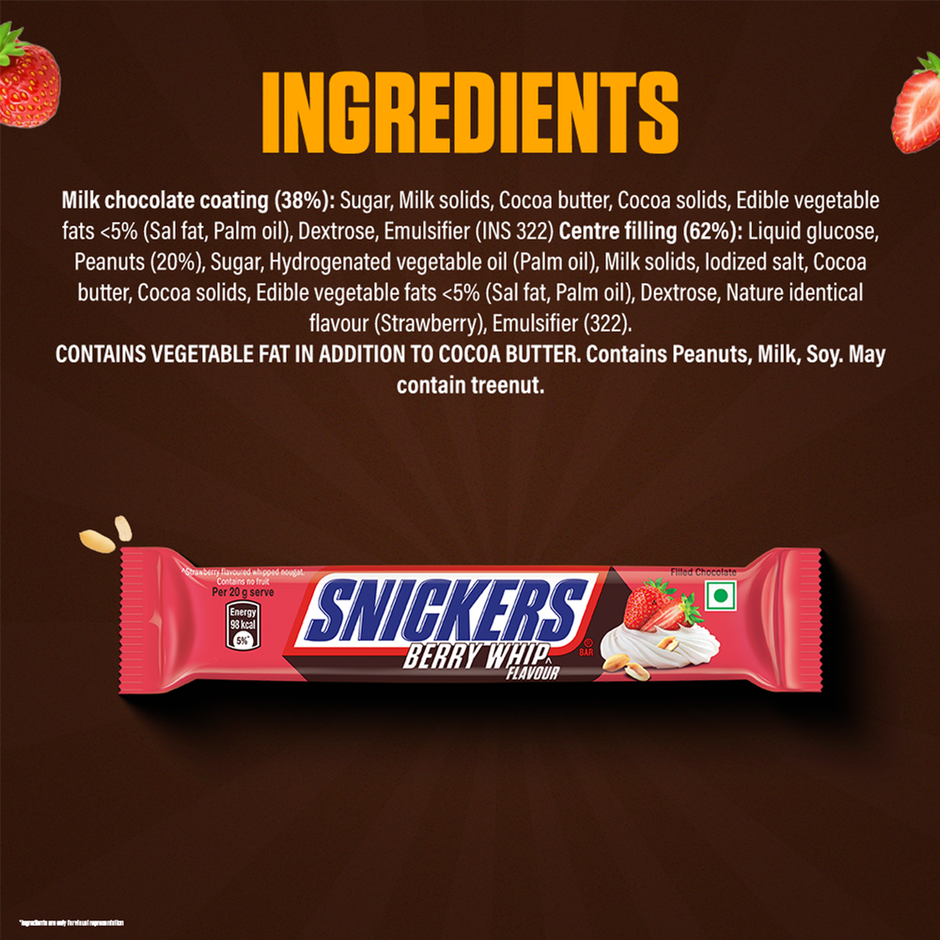 Snickers Berry Whip Creamy Peanut Chocolate Bar