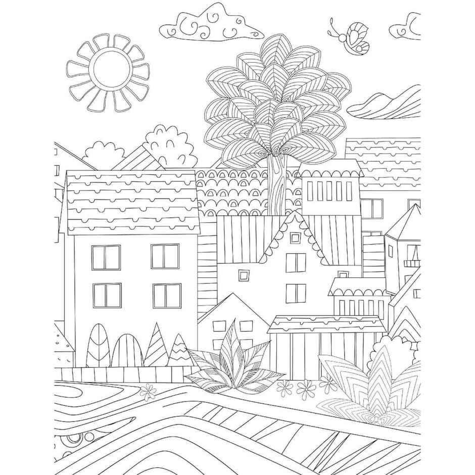 Cityscape Colouring Book for Adults With Detailed City Designs|Coloring Book|Art Therapy Relaxing