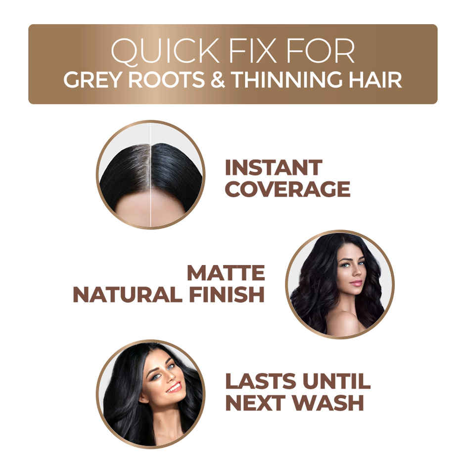 Streax Root Touch Up Powder, Brown, Covers Grey Hair & Bald Patches Instantly