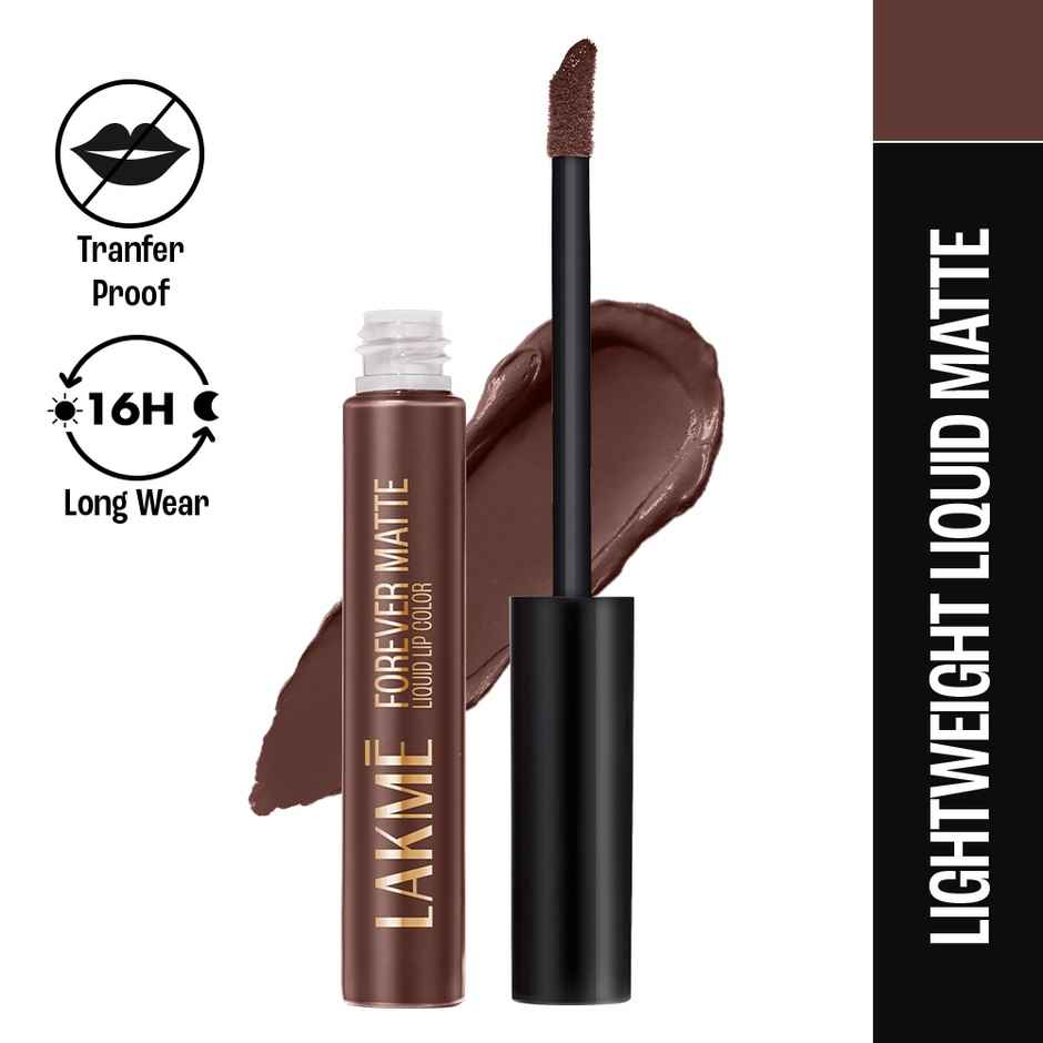 Lakme Forever Matte Liquid Lip, 16hr Lipstick, Lightweight & transferproof | Brown Espresso
