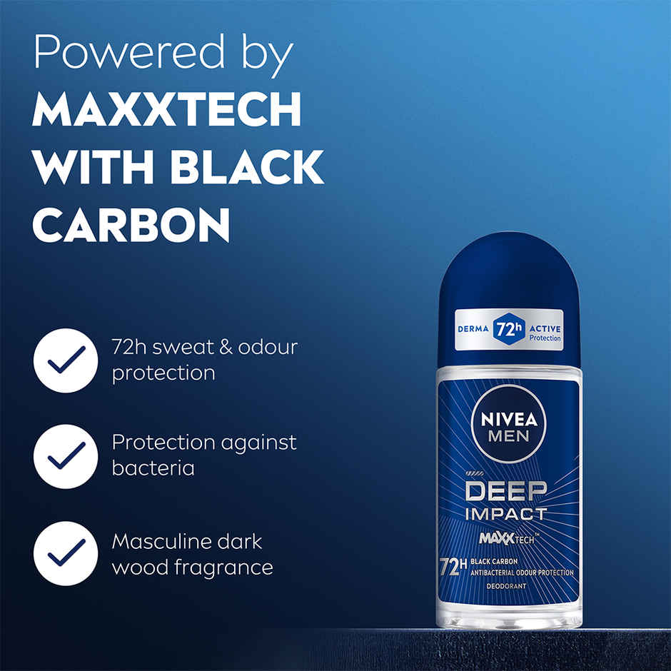 NIVEA MEN Deep Impact MaxxTech 72h Deodorant Roll-on - For MEN Combo
