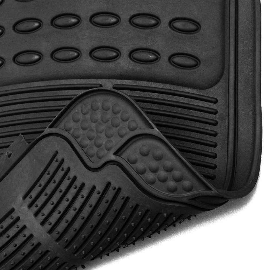 Motorzee Rubber Mats Car Foot Mats (Black,Set of 4Pcs) Universal for All Cars