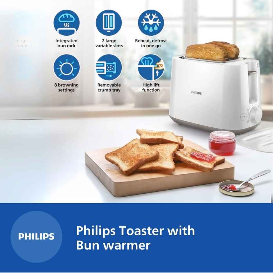 Philips HD2582/00 830 W Toaster - Auto Shut Off Protection