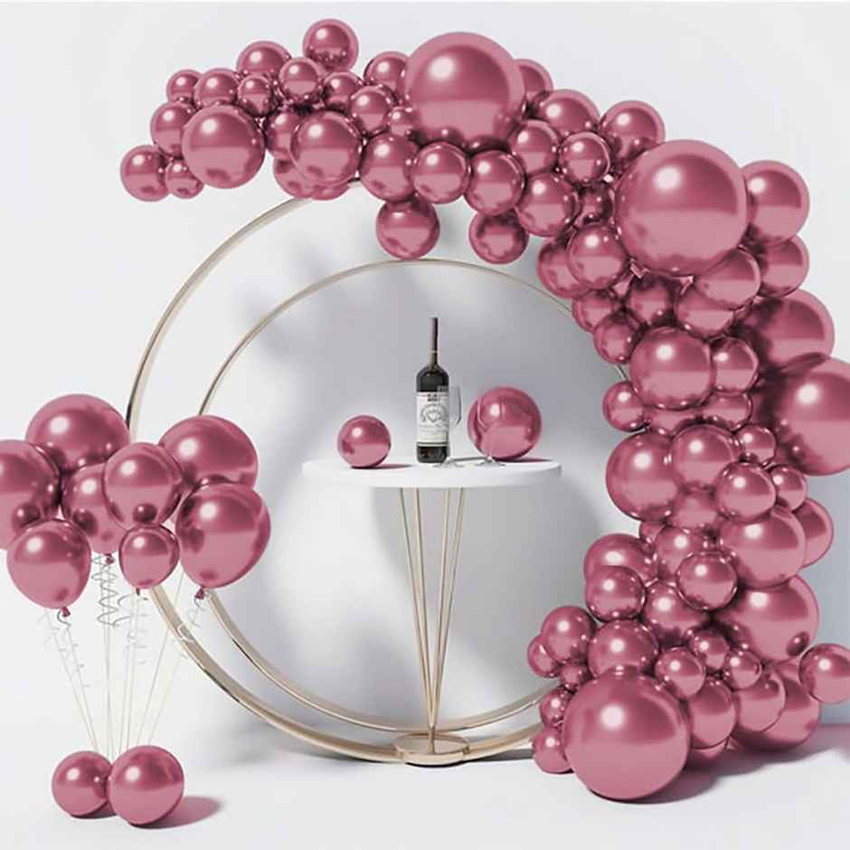 Just Party Pink Chrome Metallic Balloons Pack Of 25 For Birthday Party Decoration