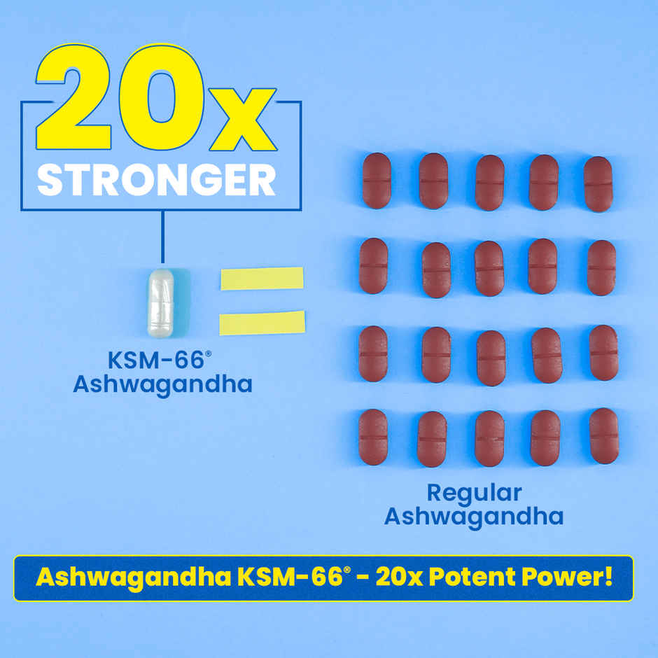 Fast&Up KSM-66 Ashwagandha - Natural Vitality Booster, For Stress & Anxiety - 60 Days Servings