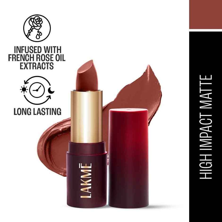 Lakme Forever Matte Lipstick, Made With French Rose Oil Extracts, Nude Toast