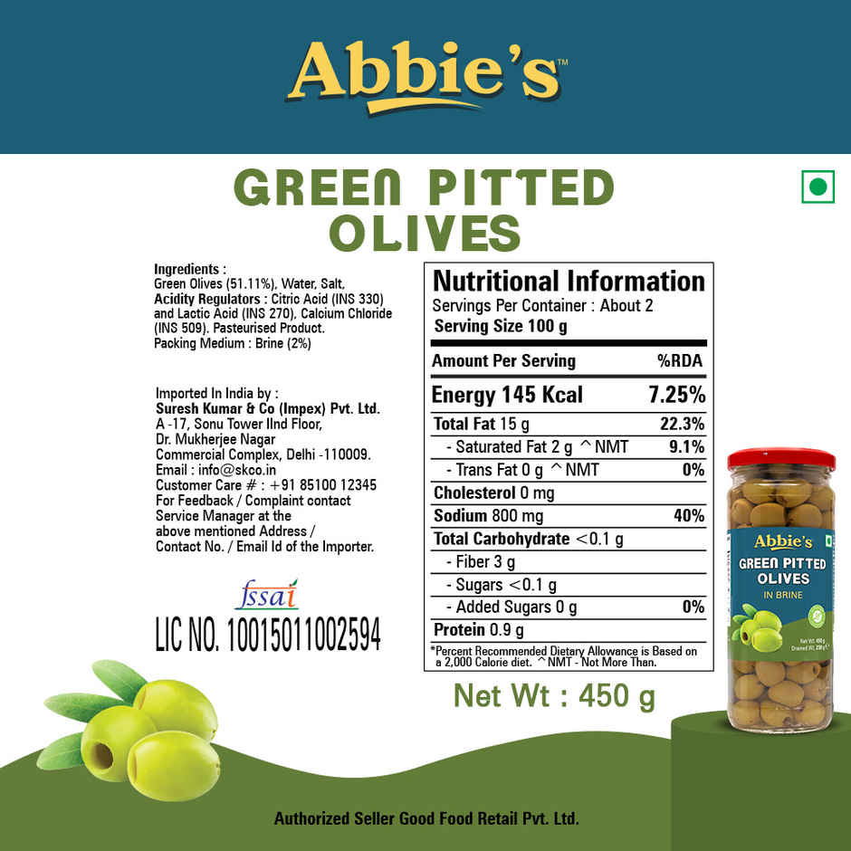 Abbie's Olives Green Pitted