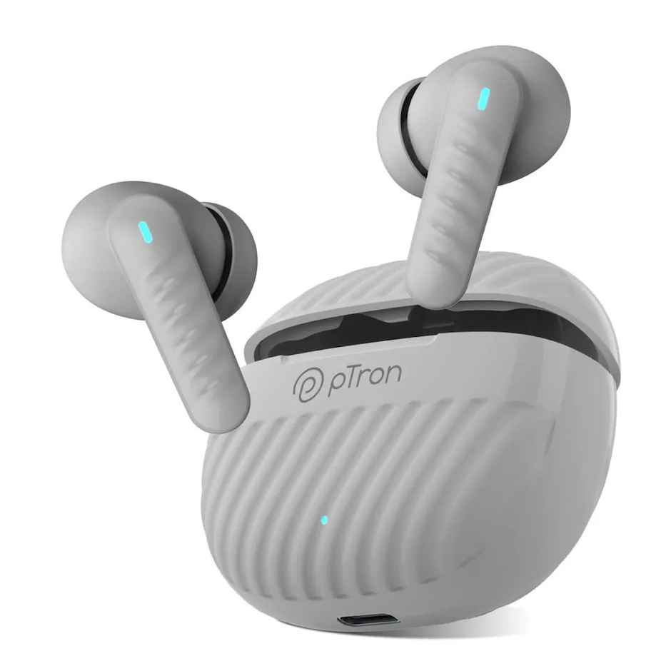 pTron Bassbuds Bliss TWS Earbuds | TruTalk ENC Calls | 40H Playtime | 50ms Game/Music Mode - Grey
