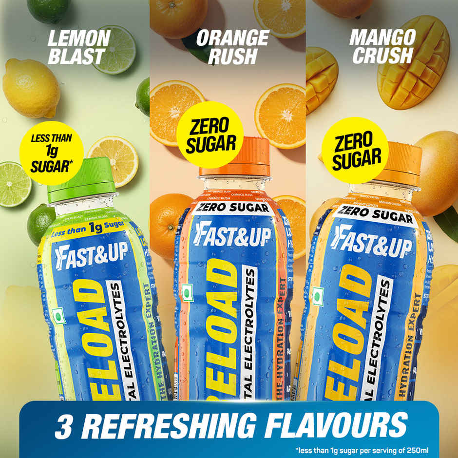 Fast&Up Reload Orange Zero Sugar Energy Drink | Instant Electrolytes | Healthy & Refreshing Drink