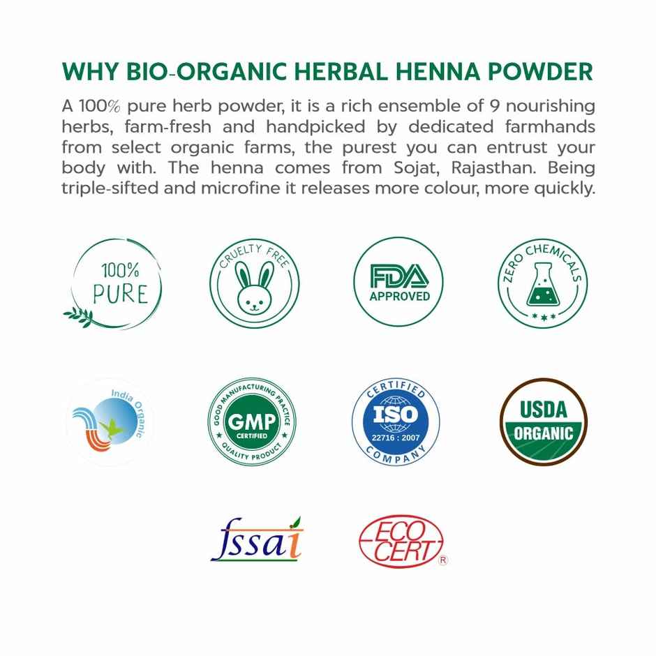 Bio Organic Natural Herbal Henna Powder by Indus Valley for Natural Hair Colour