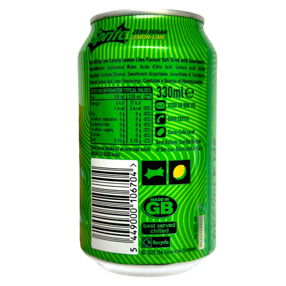 Sprite Lemon-Lime Zero Sugar Soft Drink Can