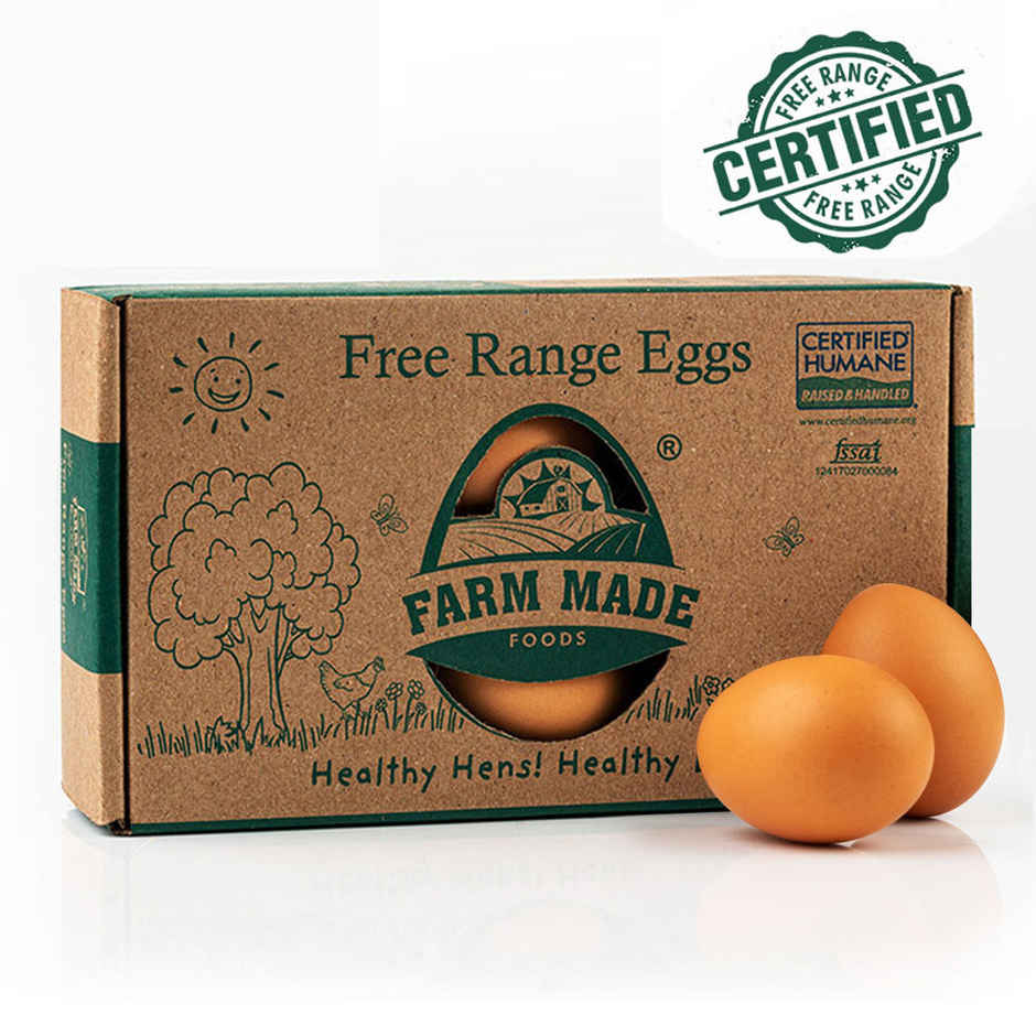 Farm Made Free Range Brown Eggs, 6 Pieces - Protein Rich, Veg Feed, Non-Fertile