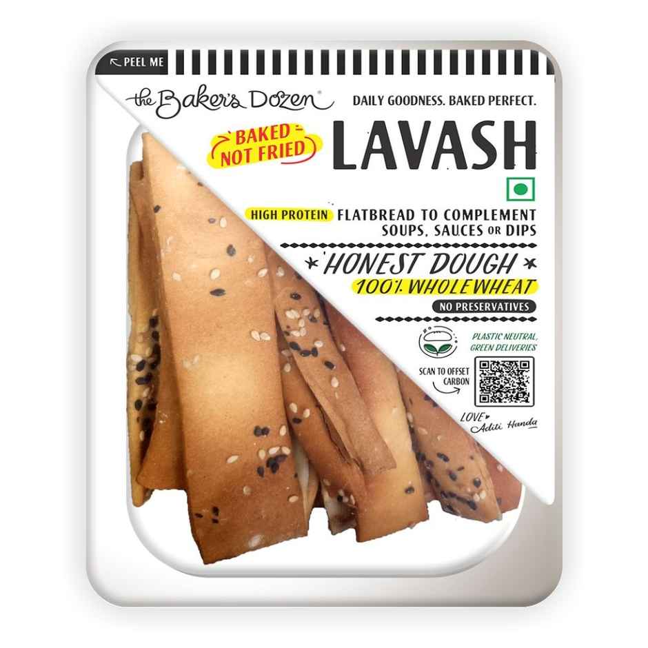 The Baker's Dozen Zero Maida Lavash Baked Snack No Palm Oil No preservatives 100% Whole Wheat