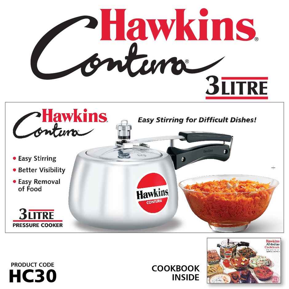 Hawkins 3 Litre Contura Pressure Cooker Handi Inner Lid Cooker - Silver