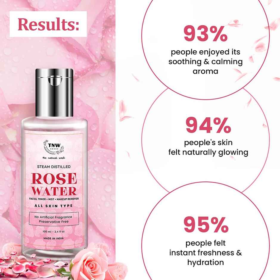 The Natural Wash Steam Distilled Rose Water for Toning & Hydrating | No Artificial Fragrance