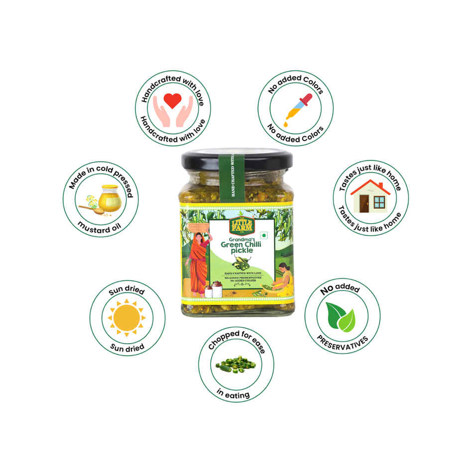 The Little Farm Co. Green Chilli Pickle Achaar | No Added Preservatives