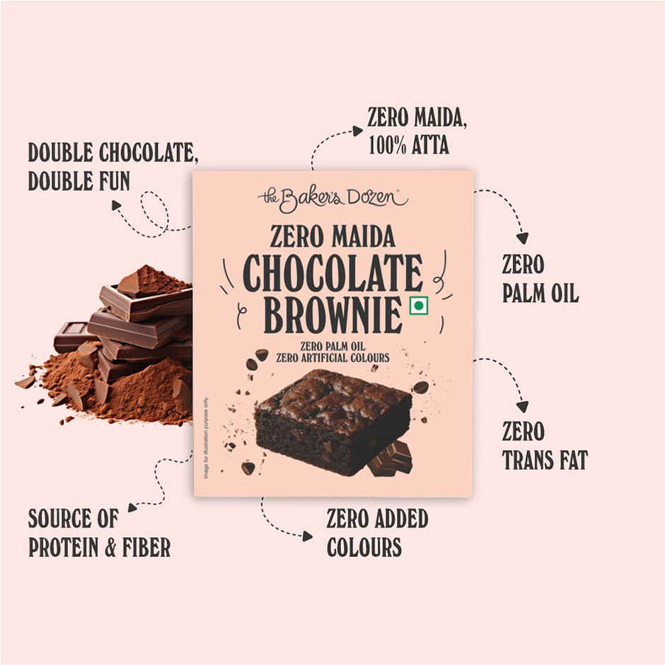 The Baker's Dozen Zero Maida Chocolate Brownie | Veg Brownie cake | Dessert | Made with Cocoa Powder