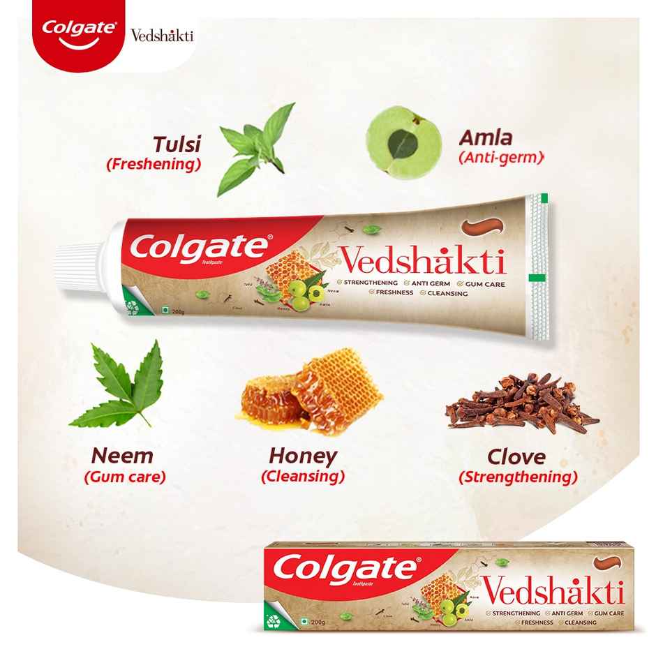 Colgate Vedshakti Anti-Bacterial Toothpaste For Whole Mouth Health With Neem, Clove And Honey