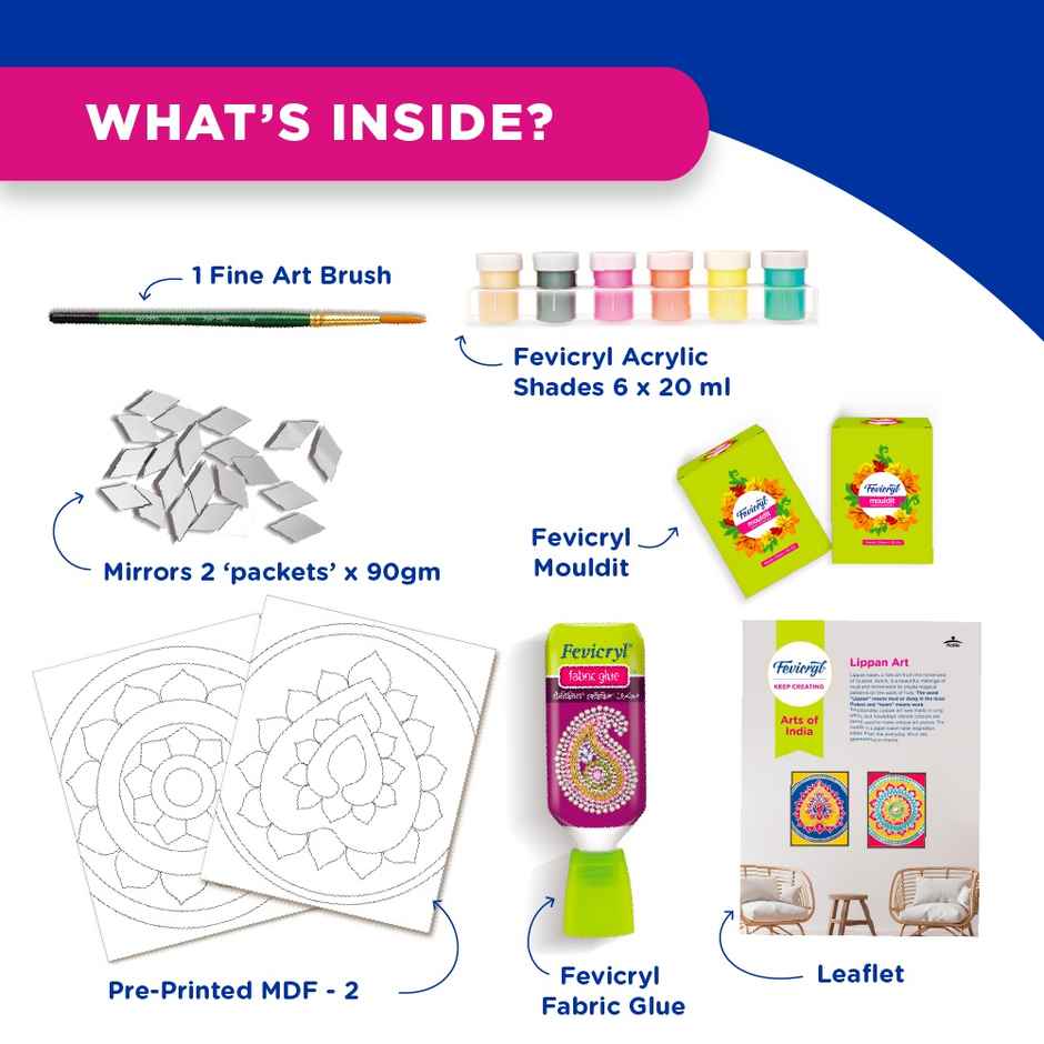 Fevicryl Indian Lippan Art Kit DIY Set | Birthday Return Gifts for 14+ Teens
