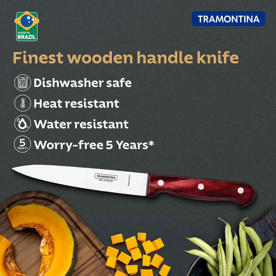 Tramontina Polywood Stainless Steel Utility Knife Chaku,15.2 Cm 6 Inch | Straight
