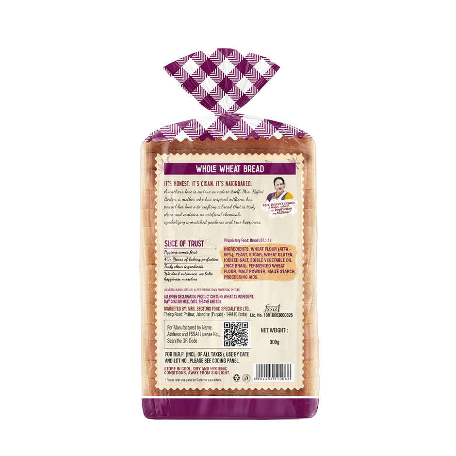 Naturbaked Zero Maida Whole Wheat Bread | No Added Preservatives | Clean Label