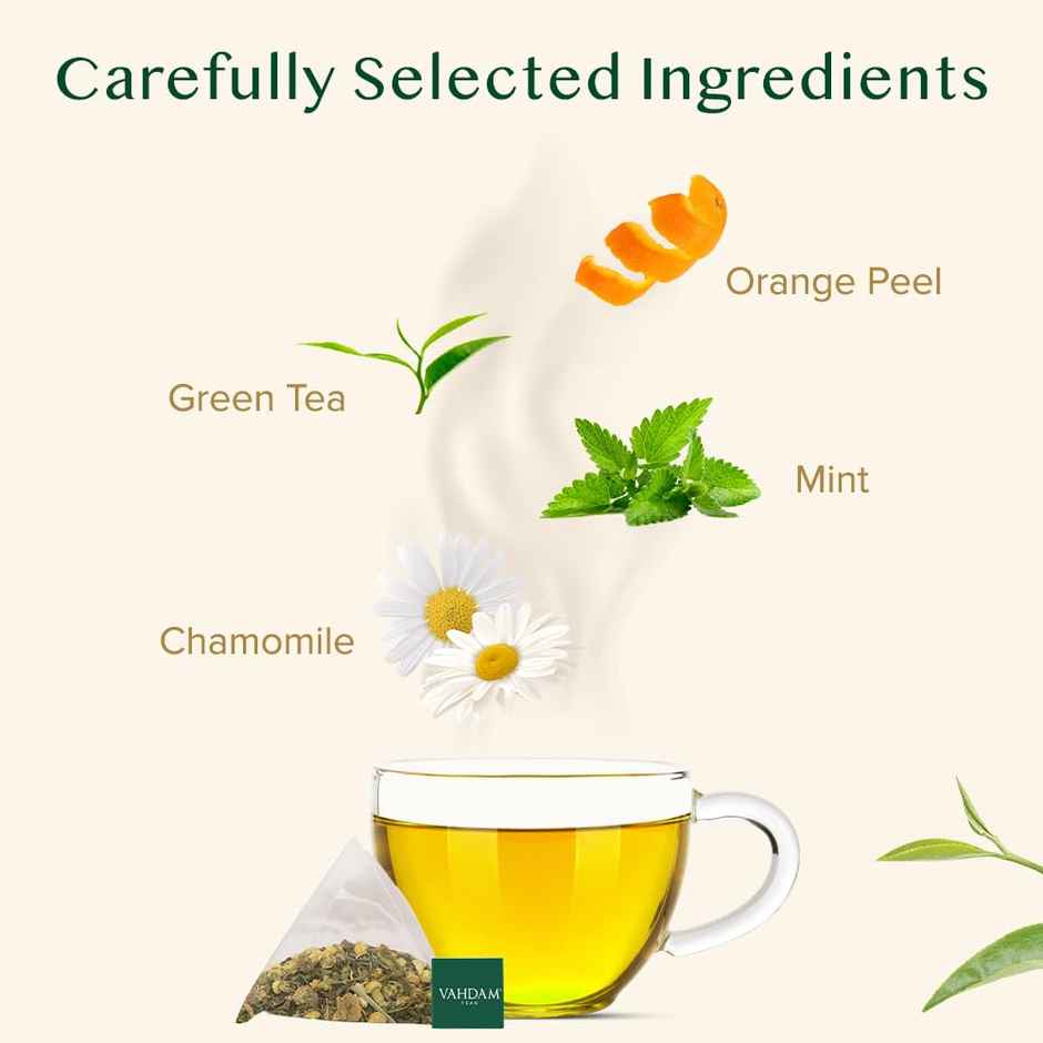 Vahdam Organic Chamomile, Mint, And Citrus Organic Green Tea