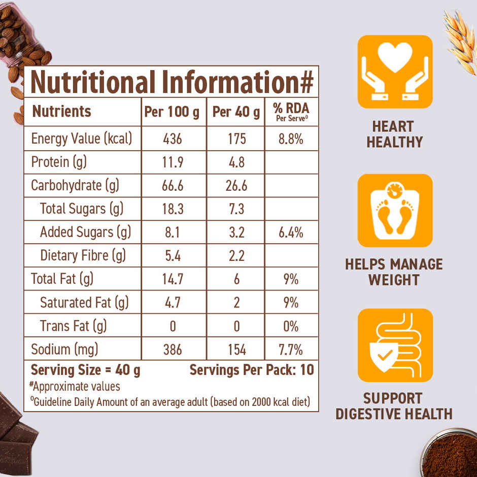 Bagrry's Belgian Dark Chocolate & Almonds Granola (100% Natural Cocoa)