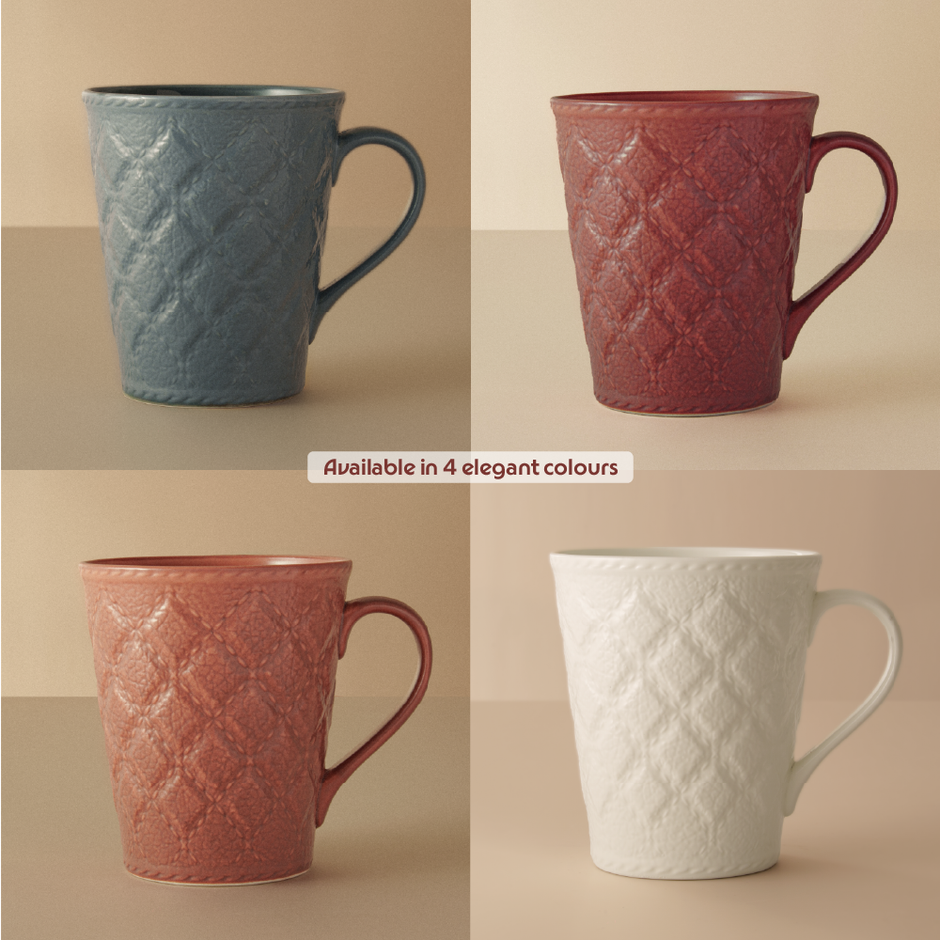 Borosil Porcelia Velvetto Terra Tea Coffee Porcelain Mug Set Microwave Dishwasher Safe