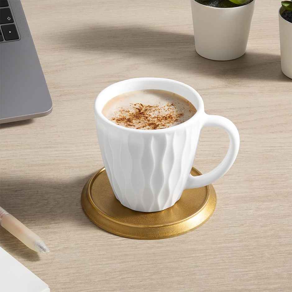 Larah By Borosil Curl Opalware Cup, Set Of 6 Tea/Coffee Cups, 200 Ml Each, Crockery Set, White