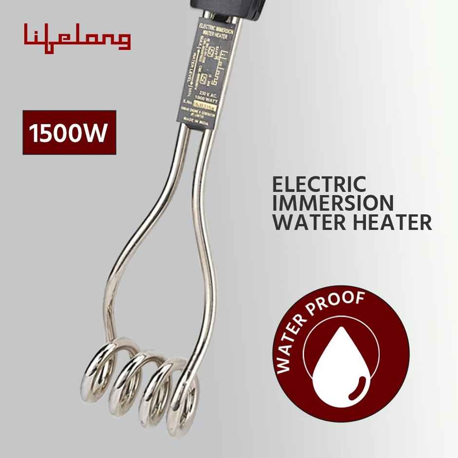 Lifelong LLIMR02 Infinia Plus 1500 W Immersion Rod Water Heater, Shock Proof with Copper Heating Element| Electric Rod - Black
